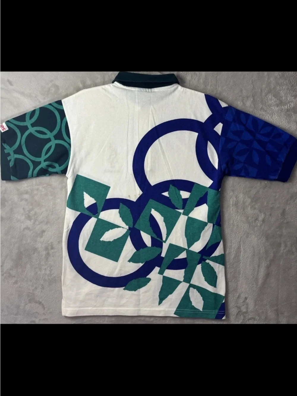 Vintage 1996 Atlanta Olympics Polo Shirt AOP Olympic Rings USA Hanes Small